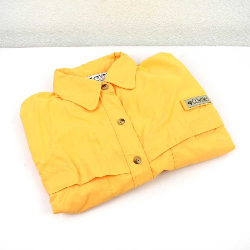 Columbia‎ Long Sleeve PFG Shirt Size Large Color Yellow Gently Used Condition
